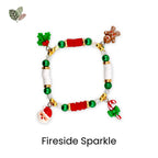 Merry Christmas Beaded Bracelet Stack – Red, Green & Gold Holiday Charm Bracelets
