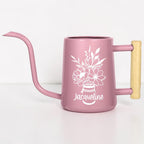 Watering Can with Personalized Name or Word and Floral Bouquet in Mason Jar Design