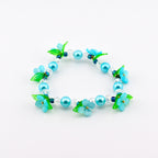 Blue Garden Bracelet | Blue Flower Beaded Stretch Bracelet