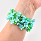 Blue Garden Bracelet | Blue Flower Beaded Stretch Bracelet