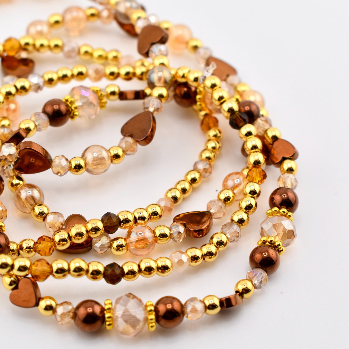 Golden Romance Bracelet Collection: Bronze Hematite and Gold Beaded Bracelets