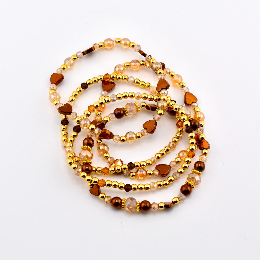 Golden Romance Bracelet Collection: Bronze Hematite and Gold Beaded Bracelets