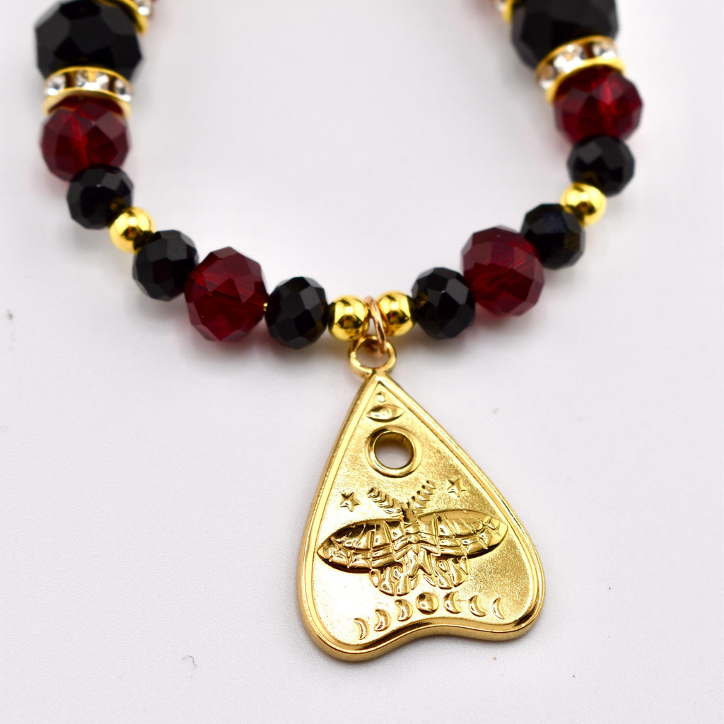 Gothic Ruby Noir Tumbler Handle Bracelet: Halloween 18K Gold Plated Ouija Charm Tumbler Accessory