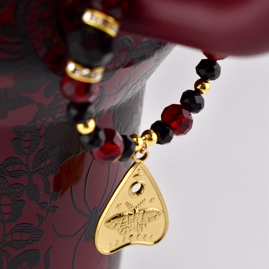 Gothic Ruby Noir Tumbler Handle Bracelet: Halloween 18K Gold Plated Ouija Charm Tumbler Accessory