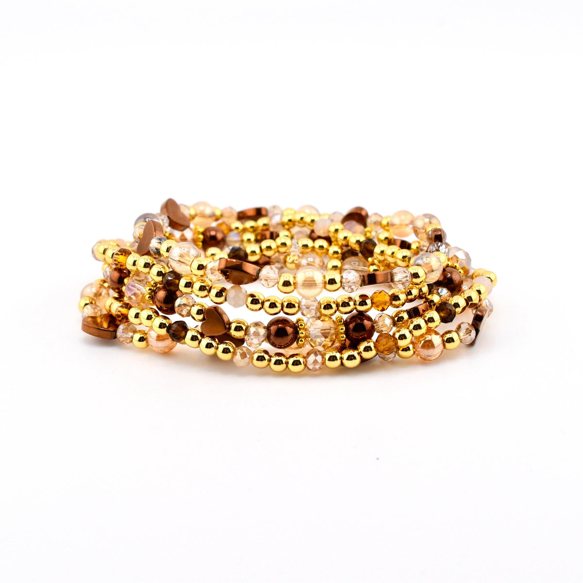 Golden Romance Bracelet Collection: Bronze Hematite and Gold Beaded Bracelets
