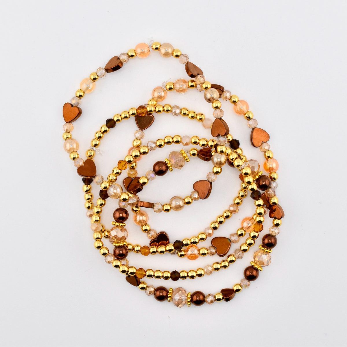 Golden Romance Bracelet Collection: Bronze Hematite and Gold Beaded Bracelets