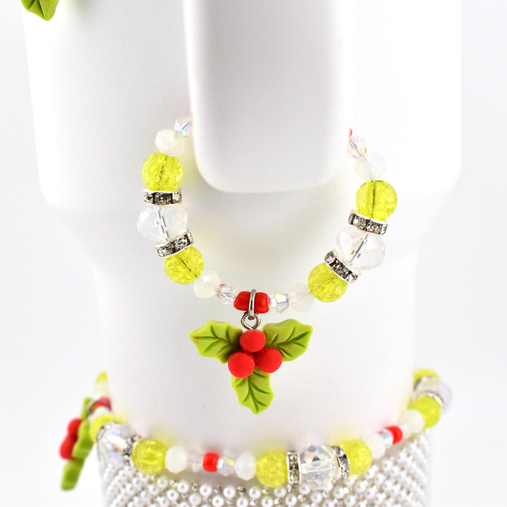 Christmas Holly Tumbler Handle Bracelet | Festive Cup Charm | Holiday Tumbler Accessory