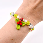 Handmade Christmas Holly Beaded Bracelet | Festive Crystal Accents, Tumbler Accessory