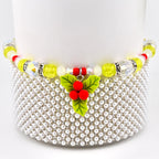 Handmade Christmas Holly Beaded Bracelet | Festive Crystal Accents, Tumbler Accessory