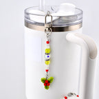 Christmas Holly Charm Dangle for Tumbler Straw or Bag | Christmas Keychain