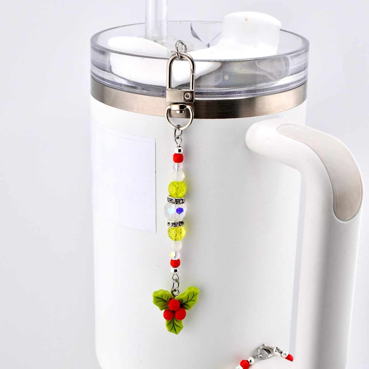 Christmas Holly Charm Dangle for Tumbler Straw or Bag | Christmas Keychain