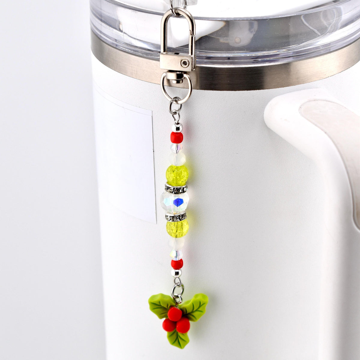 Christmas Holly Charm Dangle for Tumbler Straw or Bag | Christmas Keychain