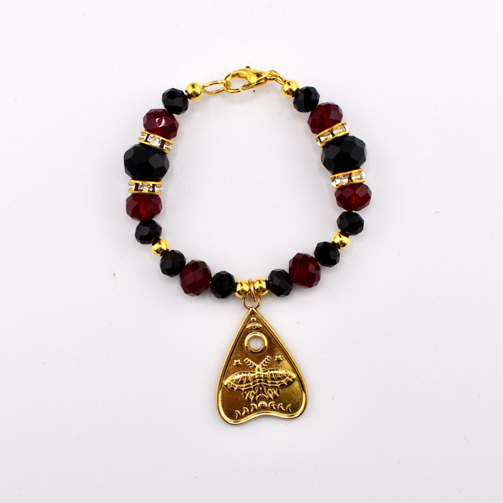 Gothic Ruby Noir Tumbler Handle Bracelet: Halloween 18K Gold Plated Ouija Charm Tumbler Accessory