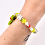 Handmade Christmas Holly Beaded Bracelet | Festive Crystal Accents, Tumbler Accessory