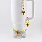 Handmade Christmas Holly Beaded Bracelet | Festive Crystal Accents, Tumbler Accessory