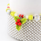 Handmade Christmas Holly Beaded Bracelet | Festive Crystal Accents, Tumbler Accessory