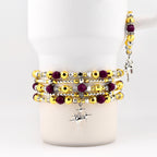Plum Radiance Bracelet Collection: Purple Silver and Gold Beaded Bracelets