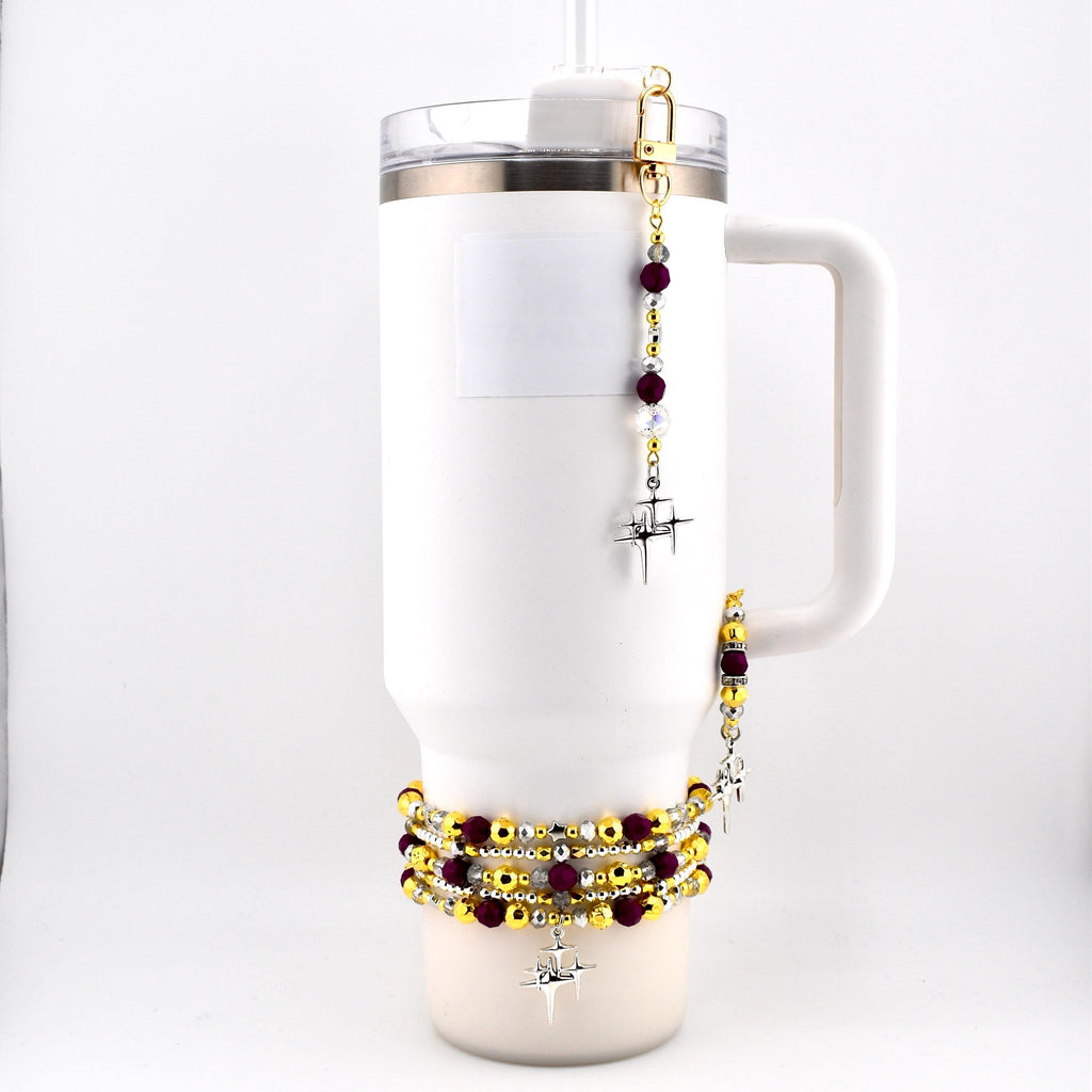 Plum Radiance Bracelet Collection: Purple Silver and Gold Beaded Bracelets