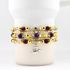 Plum Radiance Bracelet Collection: Purple Silver and Gold Beaded Bracelets