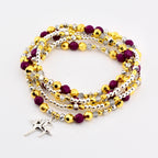 Plum Radiance Bracelet Collection: Purple Silver and Gold Beaded Bracelets