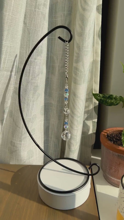 Crystal Blue Suncatcher | Window or Rearview Mirror Hanging Crystal Prism