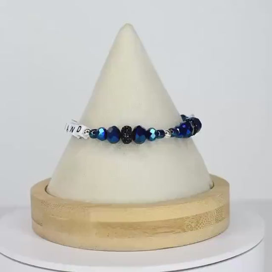 Custom Name Bracelet with Faceted Glass Beads | Blue, Pink, or Red Beaded Word Bracelets