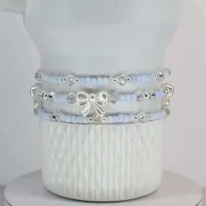 Toscana Toile Alpine Blue Bracelet Collection: Light Blue Coquette Beaded Bracelets