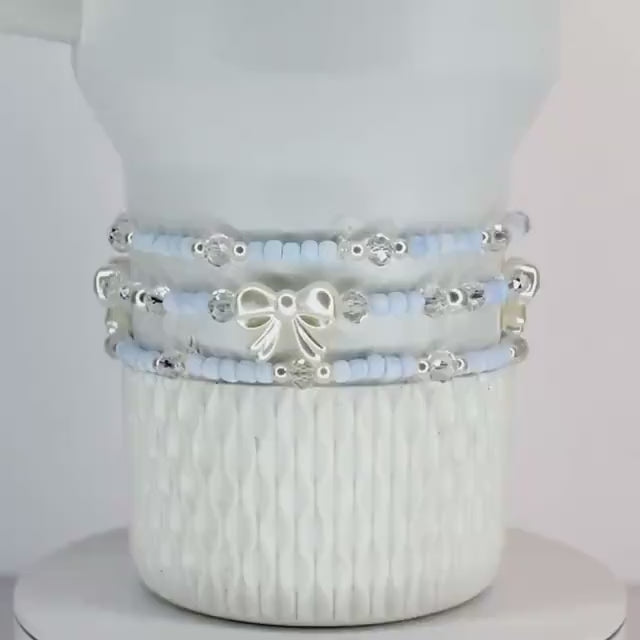 Toscana Toile Alpine Blue Bracelet Collection: Light Blue Coquette Beaded Bracelets