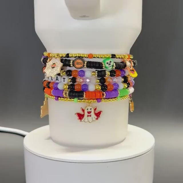 Trick or Treat Bracelet Collection: Halloween Charm Bracelet Stack