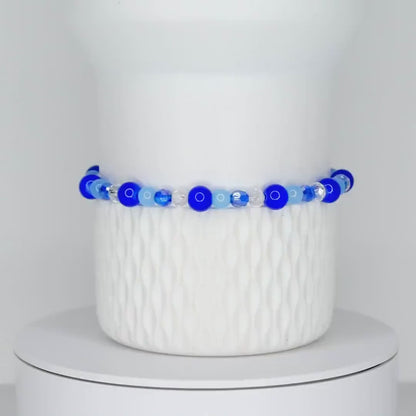 Cobalt Blue and Sky Blue Beaded Bracelet with Crystal Accents