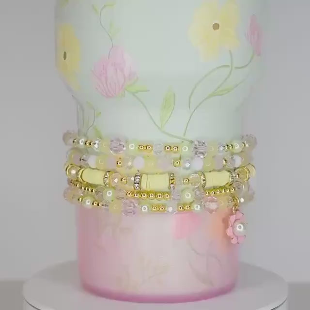 Pastel Spring Blossom Tumbler Handle Bracelet