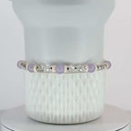 Purple Dust Bracelet: Lavender and Peach Beaded Bracelets with Silver Accents