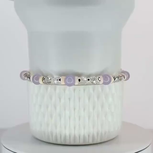 Purple Dust Bracelet: Lavender and Peach Beaded Bracelets with Silver Accents