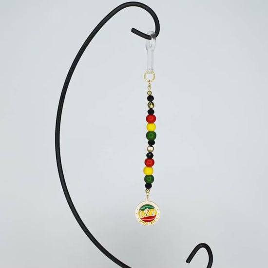 Juneteenth Straw Charm | Red, Black, Green Beaded Tumbler Accessory