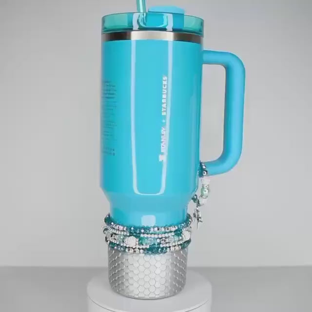 Turquoise Tumbler Straw Charm with Sparkling Accent Beads