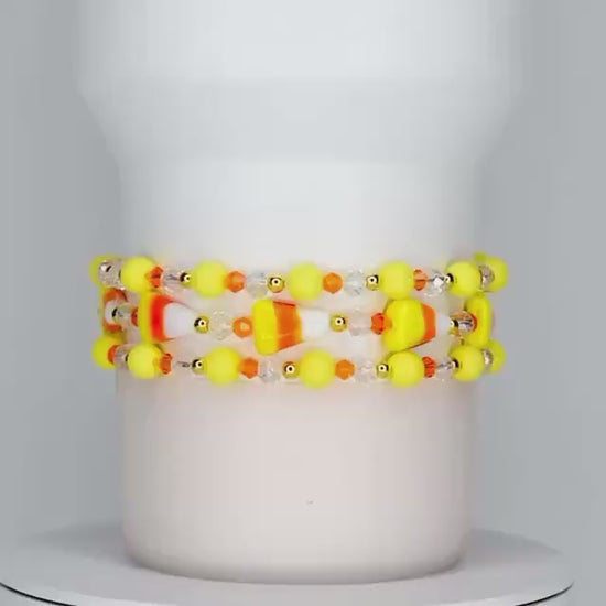 Candy Corn Beaded Bracelet Stack - 3 Piece Set