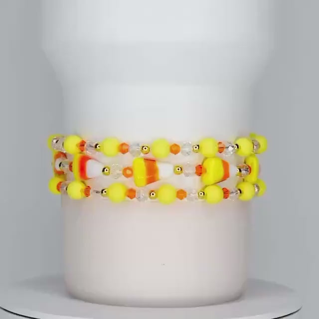 Candy Corn Beaded Bracelet Stack - 3 Piece Set
