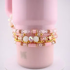 Blossom Gloss Bracelet Collection: Light Pink and Gold Stackable Bracelets