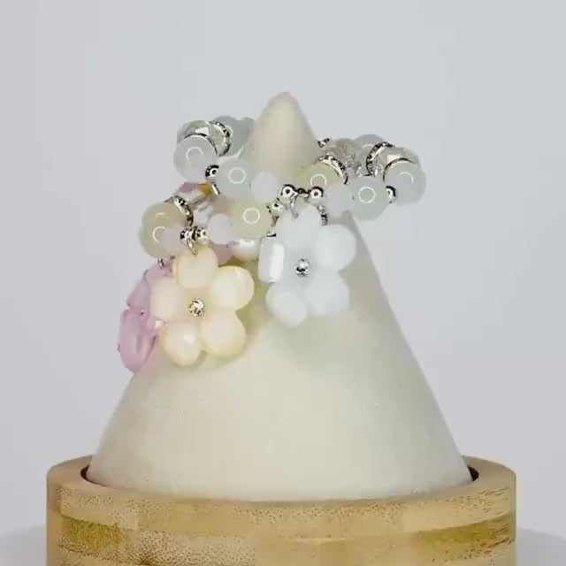 Flower Charm Tumbler Handle Bracelet in Pink Yellow and Green