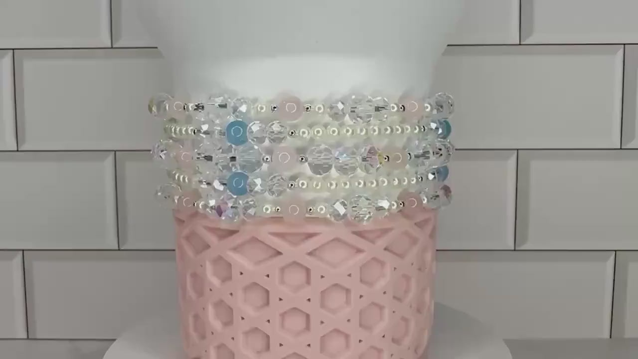 Romantic Ocean Bracelet Collection: Pink, Blue and Crystal Beaded Bracelets
