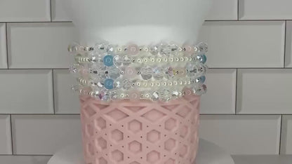 Romantic Ocean Bracelet Collection: Pink, Blue and Crystal Beaded Bracelets