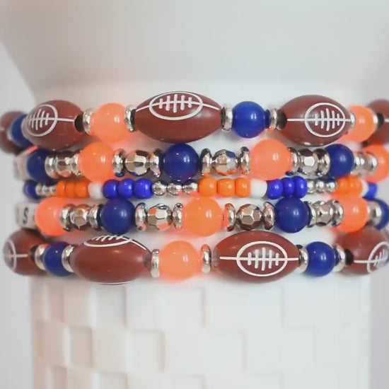 Denver Broncos Football Bracelet Stack - 5 Piece Set