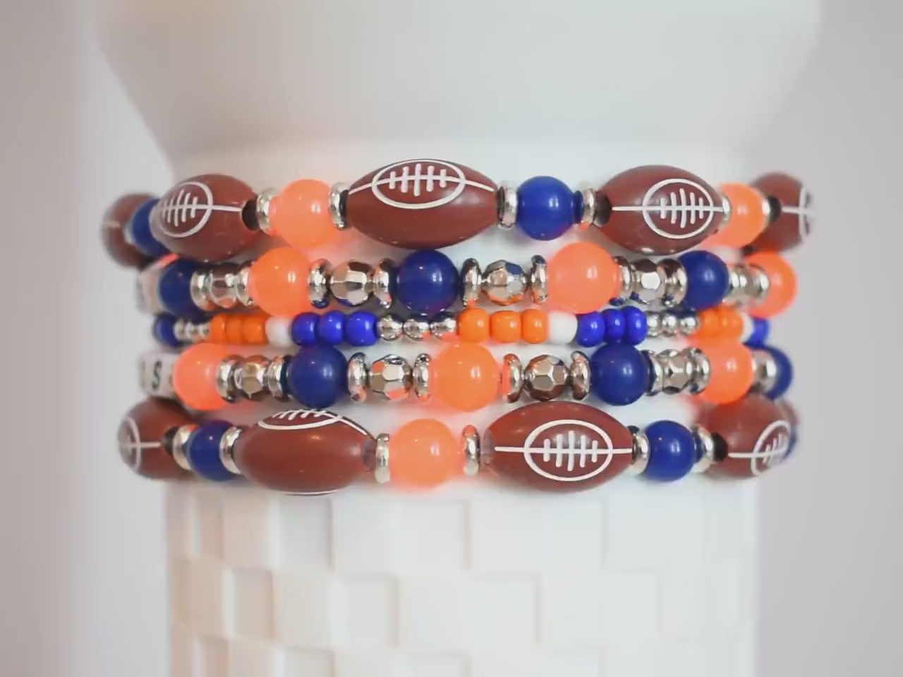 Denver Broncos Football Bracelet Stack - 5 Piece Set
