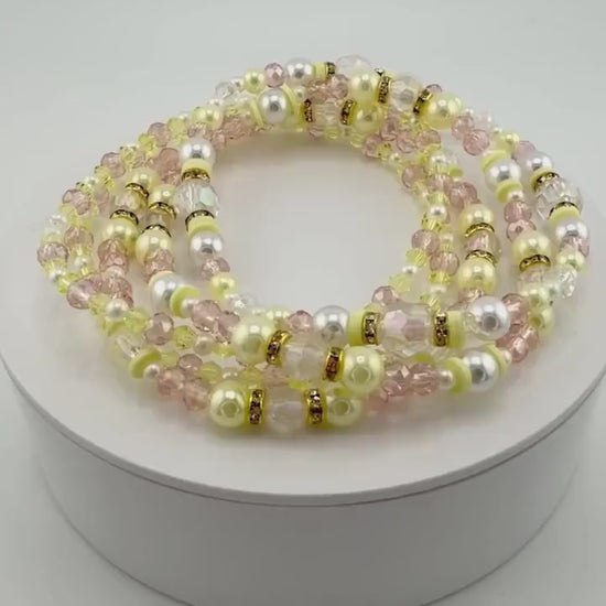 Keepsake Bracelet Collection — Yellow Pink and Pearl Beaded Bracelets