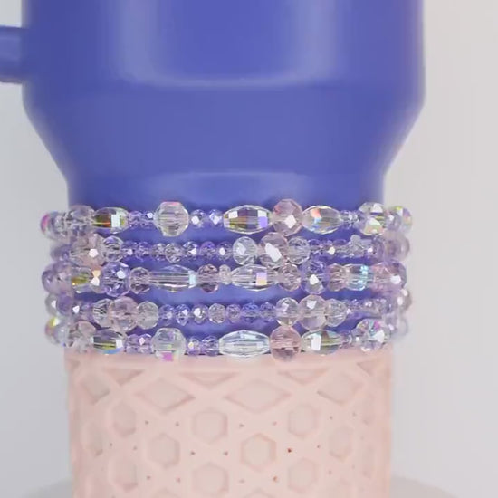 Dahlia Shimmer Bracelet Collection: Purple, Pink and Crystal Beaded Bracelets