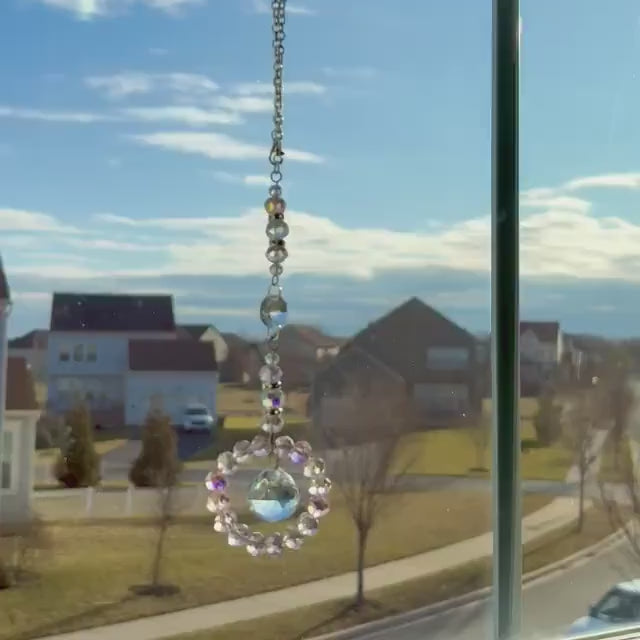 Crystal Halo Prism Suncatcher Handmade Window or Rearview Mirror Hanging Charm