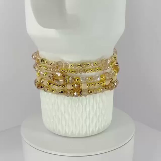 Prosecco Shimmer Bracelet Collection: Cream and Champagne Beaded Bracelets