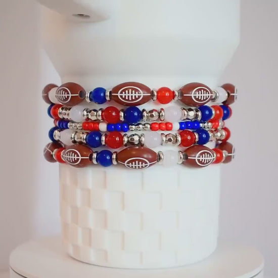 Buffalo Bills Football Bracelet Stack - 5 Piece Set
