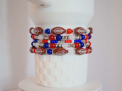 Buffalo Bills Football Bracelet Stack - 5 Piece Set