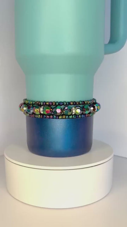 Iridescent Black Bracelet Stack, Set of 3